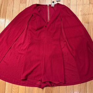 Elegant Red Cape Jumpsuit swifties concert band pageant party